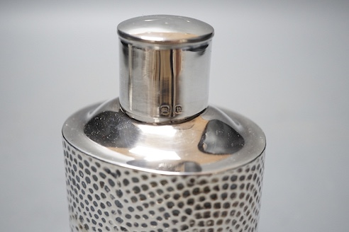 A late Victorian hammered silver oval tea caddy, Henry Matthews, Birmingham, 1895, 11.5cm, 108 grams.